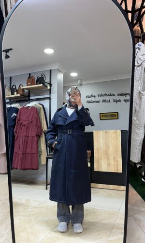 NAQSHE LACİVERT TRENÇ