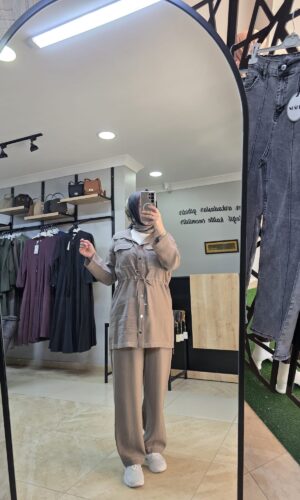 CAMELYA FERMUAR DETAYLI AÇIK KAHVE TAKIM